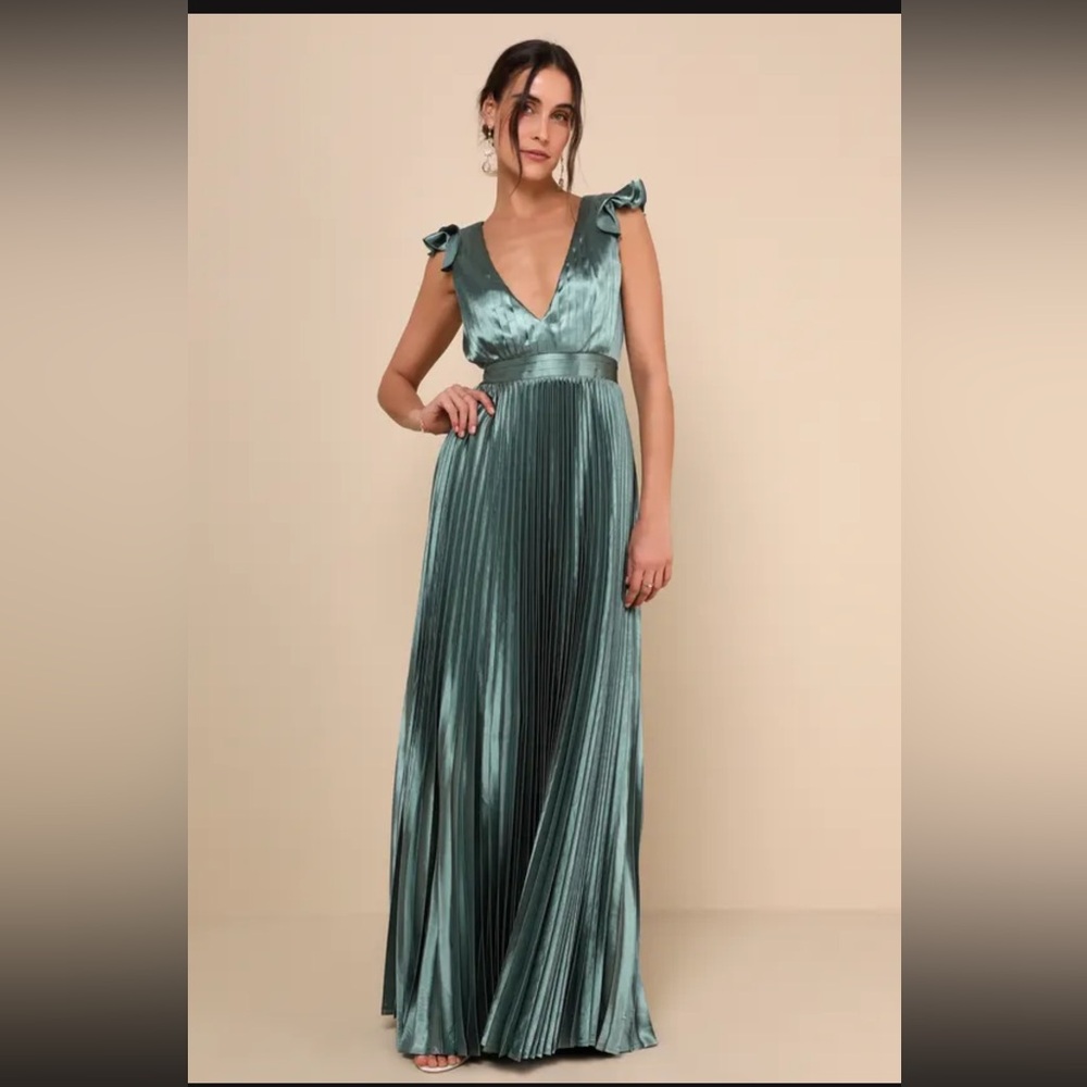 Lulu's Shimmering Teal Maxi Dress 1X NWT